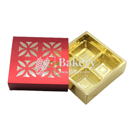 Red Chocolate Box For 4 | Gift Box | Multipurpose Box | pack of 10 - Bakeyy.com - India - Red Chocolate Box For 4 | Gift Box | Multipurpose Box | pack of 10 - Default Title