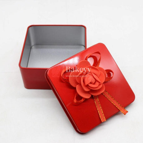 Red Empty Decorative Tin Box | Pack of 12 | Gift Box | Chocolate Box | Sweet Box | Jewellery Box | Luxury Box - Bakeyy.com - India - Red Empty Decorative Tin Box | Pack of 12 | Gift Box | Chocolate Box | Sweet Box | Jewellery Box | Luxury Box - Pack of 12