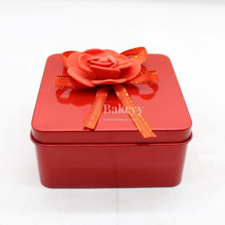 Red Empty Decorative Tin Box | Pack of 12 | Gift Box | Chocolate Box | Sweet Box | Jewellery Box | Luxury Box - Bakeyy.com - India - Red Empty Decorative Tin Box | Pack of 12 | Gift Box | Chocolate Box | Sweet Box | Jewellery Box | Luxury Box - Pack of 12
