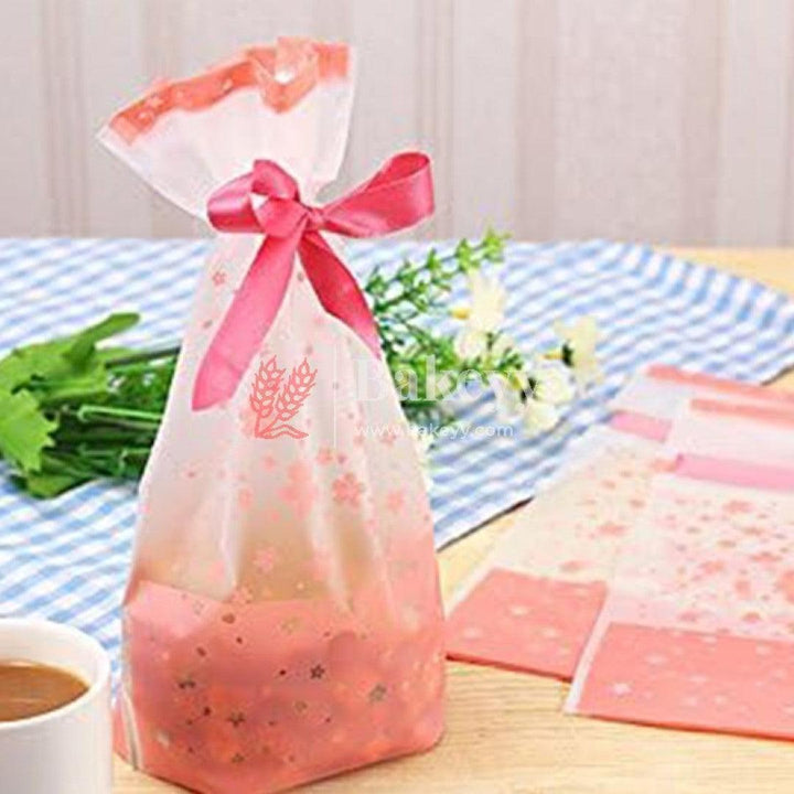 Red Flower Plastic Stand Up Treat Favor Bags Gift Wrapper Bags for Candy Cookie Chocolate | Pack of 25 - Bakeyy.com