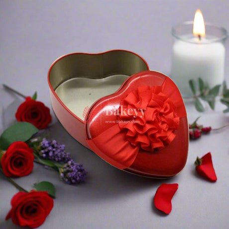 Pack of 1 | Red Heart Empty Decorative Tin Box | Gift Box | Chocolate Box | Sweet Box |Jewelry Box | Luxury Box - Bakeyy.com - India - Pack of 1 | Red Heart Empty Decorative Tin Box | Gift Box | Chocolate Box | Sweet Box |Jewelry Box | Luxury Box - Default Title