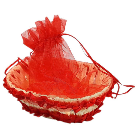 Red Oval Decorative Net Basket | Hamper Basket - Bakeyy.com - India - Red Oval Decorative Net Basket | Hamper Basket - Default Title