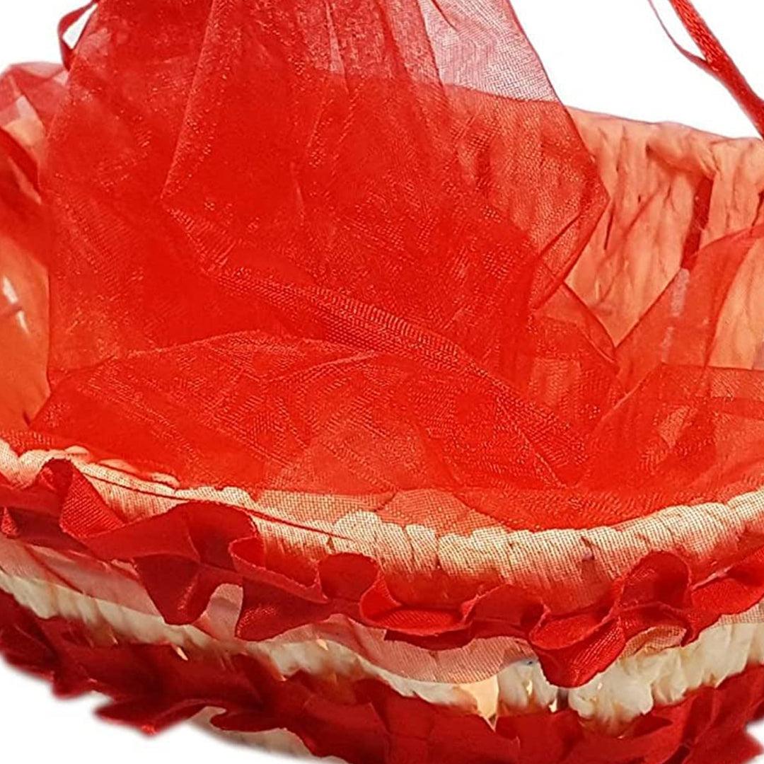 Red Oval Decorative Net Basket | Hamper Basket - Bakeyy.com - India - Red Oval Decorative Net Basket | Hamper Basket - Default Title