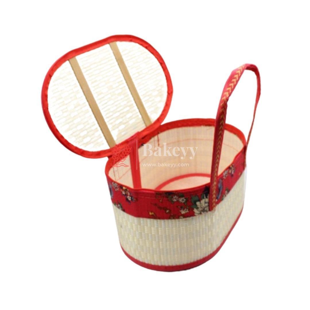 Red Oval Wooden baskets, handmade wicker basket - Bakeyy.com - India - Red Oval Wooden baskets, handmade wicker basket - Default Title