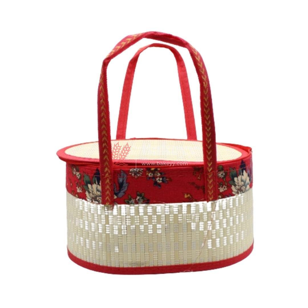 Red Oval Wooden baskets, handmade wicker basket - Bakeyy.com - India - Red Oval Wooden baskets, handmade wicker basket - Default Title