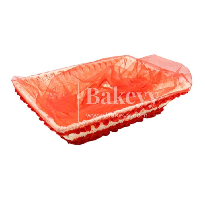 Red Rectangle Net Basket | Hamper Basket | 21.5x23x6.5 cm - Bakeyy.com
