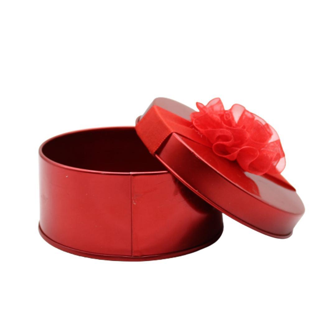 Red Small Round Empty Decorative Tin Box | Gift Box | Chocolate Box | Sweet Box | Jewellery Box | Luxury Box - Bakeyy.com - India - Red Small Round Empty Decorative Tin Box | Gift Box | Chocolate Box | Sweet Box | Jewellery Box | Luxury Box - Default Title