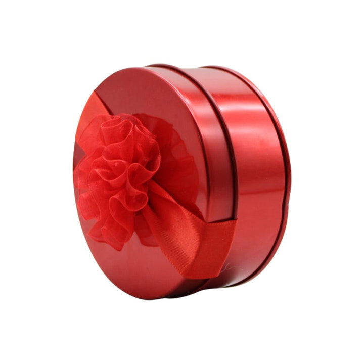 Red Small Round Empty Decorative Tin Box | Gift Box | Chocolate Box | Sweet Box | Jewellery Box | Luxury Box - Bakeyy.com
