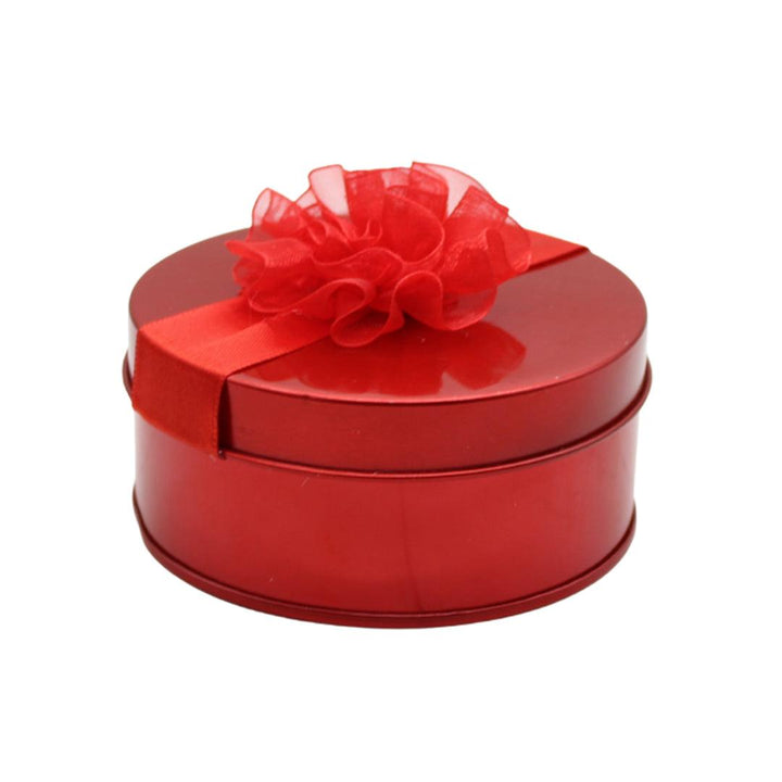 Red Small Round Empty Decorative Tin Box | Gift Box | Chocolate Box | Sweet Box | Jewellery Box | Luxury Box - Bakeyy.com