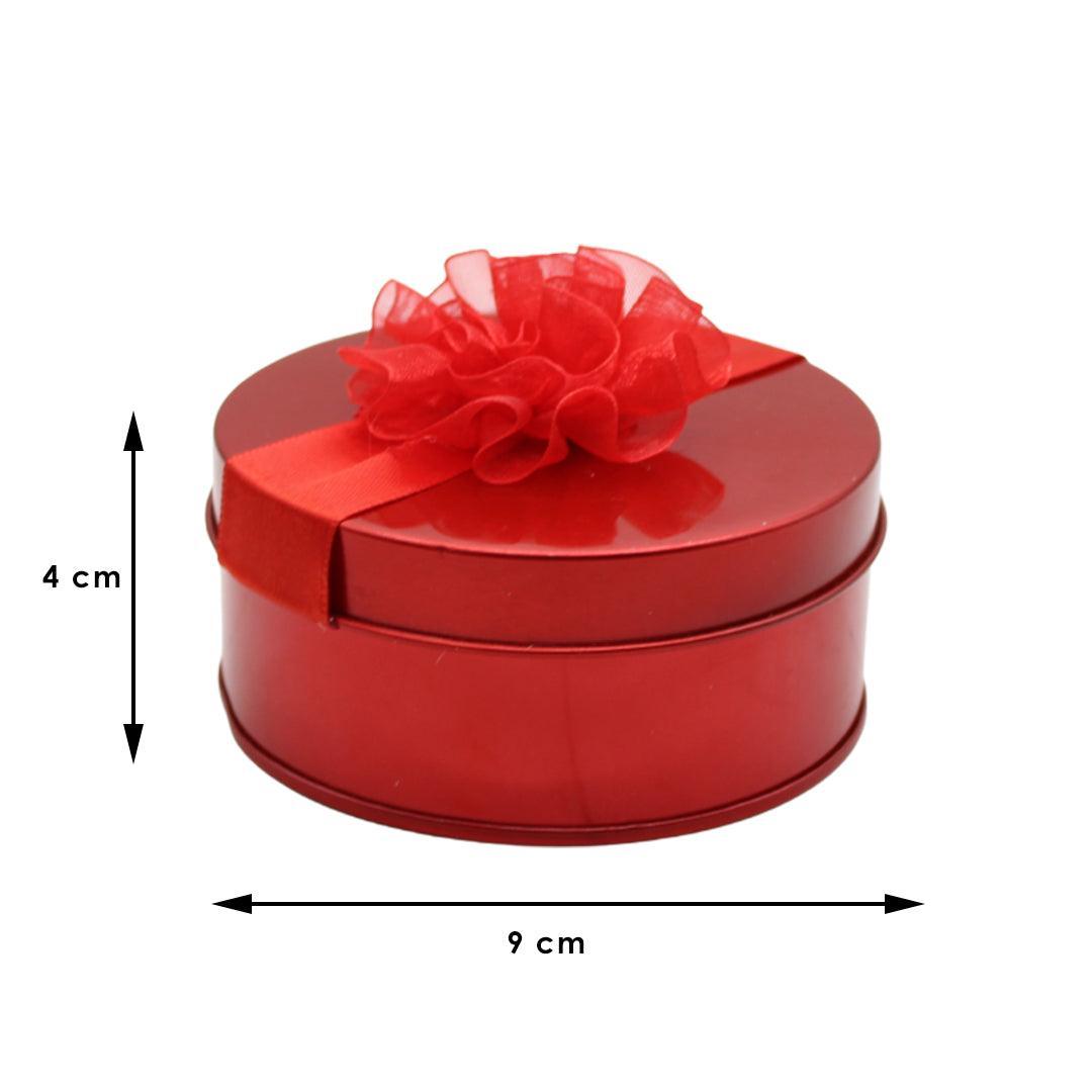 Red Small Round Empty Decorative Tin Box | Gift Box | Chocolate Box | Sweet Box | Jewellery Box | Luxury Box - Bakeyy.com - India - Red Small Round Empty Decorative Tin Box | Gift Box | Chocolate Box | Sweet Box | Jewellery Box | Luxury Box - Default Title