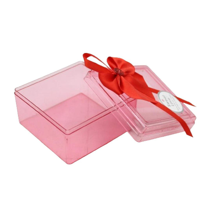 Red Square Empty Decorative Acrylic Box | Gift Box | Chocolate Box | Sweet Box | Jewellery Box | Plastic Box | Pack of 10 - Bakeyy.com