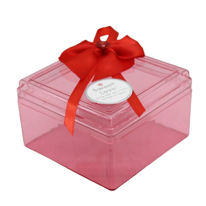 Red Square Empty Decorative Acrylic Box | Gift Box | Chocolate Box | Sweet Box | Jewellery Box | Plastic Box | Pack of 10 - Bakeyy.com