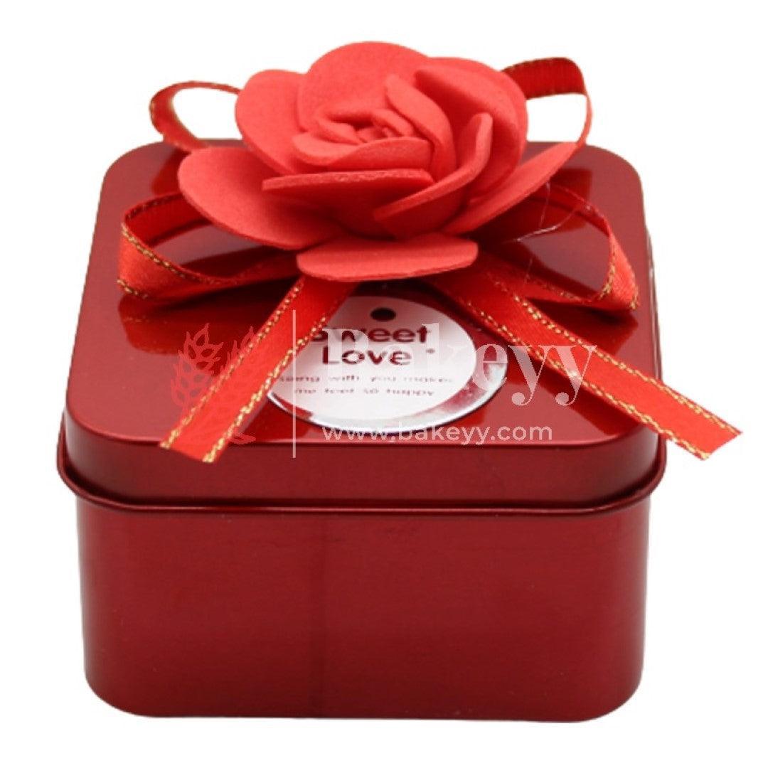 Red Square Empty Decorative Tin Box | Pack of 15 | Gift Box | Chocolate Box | Sweet Box | Jewellery Box | Luxury Box | (6.5x6.5x4)cm - Bakeyy.com - India - Red Square Empty Decorative Tin Box | Pack of 15 | Gift Box | Chocolate Box | Sweet Box | Jewellery Box | Luxury Box | (6.5x6.5x4)cm - Pack of 15