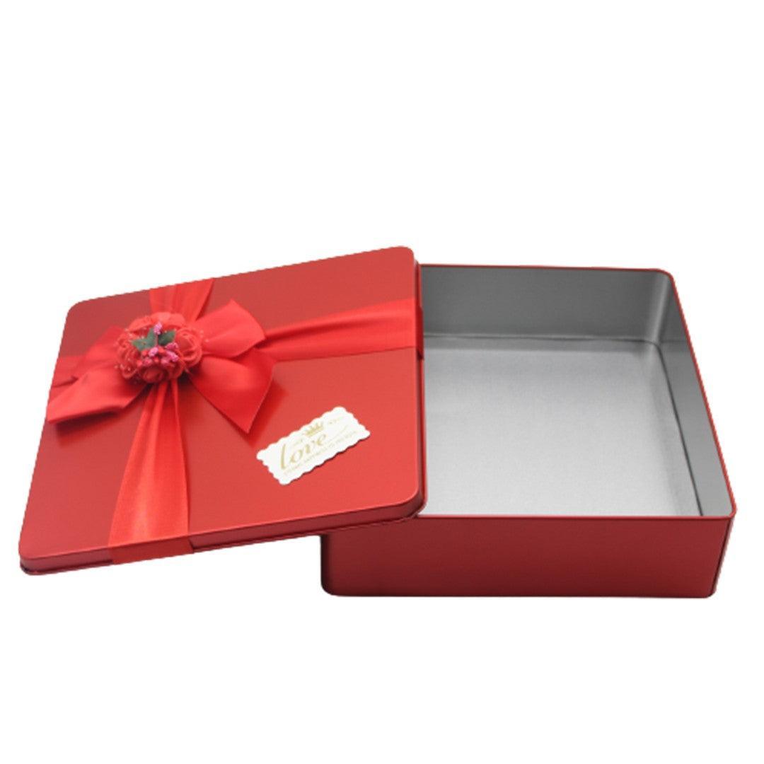Red Square Empty Decorative Tin Box | Pack of 2 | Gift Box | Chocolate Box | Sweet Box | Jewellery Box | Luxury Box - Bakeyy.com - India - Red Square Empty Decorative Tin Box | Pack of 2 | Gift Box | Chocolate Box | Sweet Box | Jewellery Box | Luxury Box - Default Title