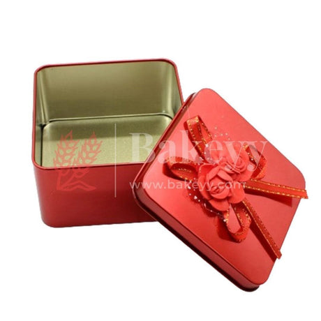 Red square Rectangle Empty Decorative Tin Box | Gift Box | Chocolate Box | Sweet Box | Jewellery Box | Luxury Box | Pack of 8 - Bakeyy.com - India - Red square Rectangle Empty Decorative Tin Box | Gift Box | Chocolate Box | Sweet Box | Jewellery Box | Luxury Box | Pack of 8 - Pack of 8
