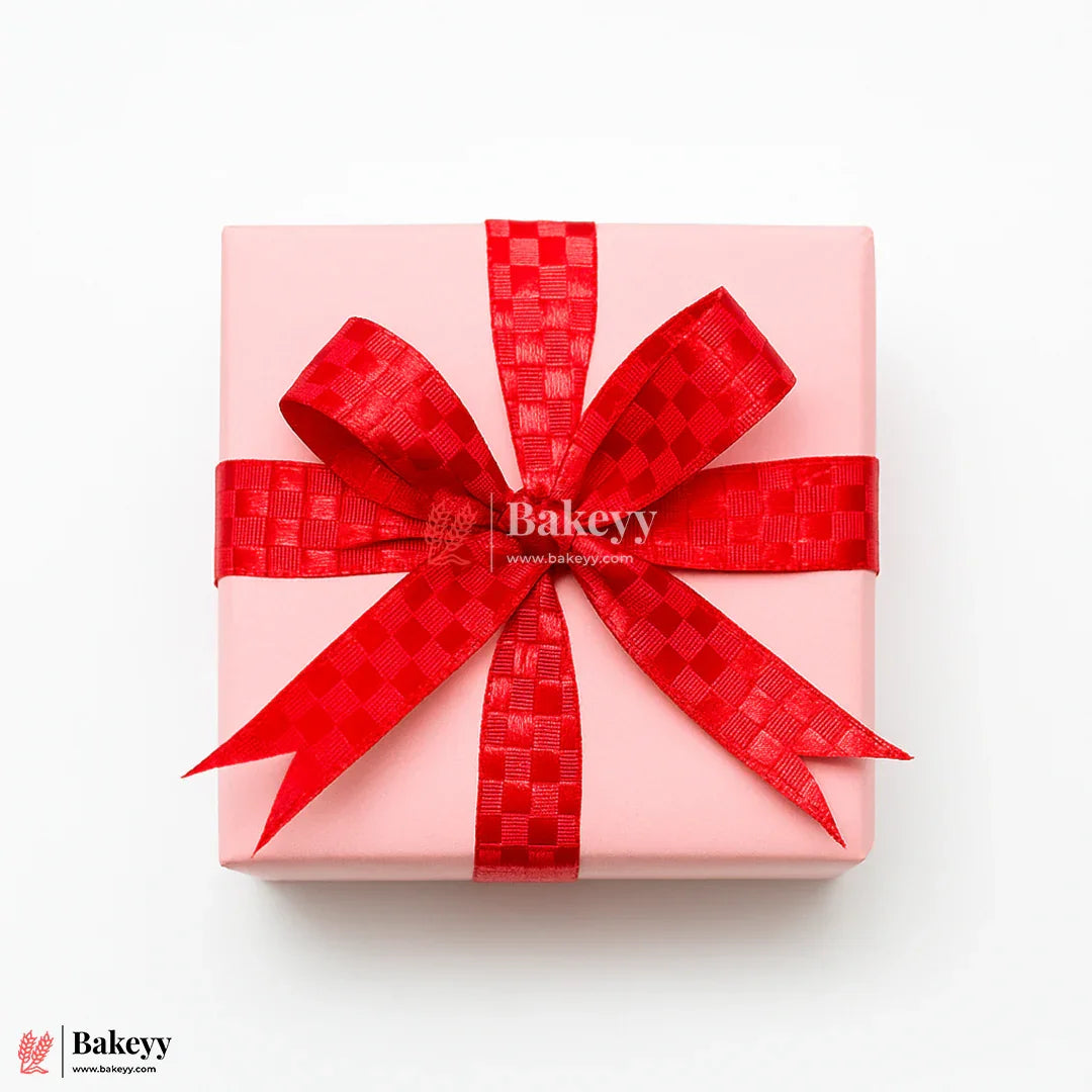 2cm |18 Mtr Premium Red Checkered Satin Ribbon Roll – Elegant Finish for Gift Wrapping & Crafts| 1 Roll
