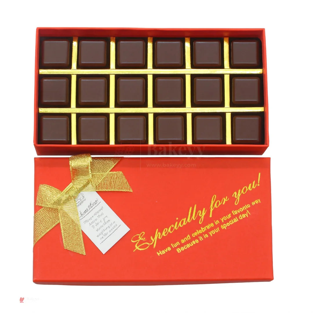 18 Cavity Hard Chocolate Box | Red Glitter