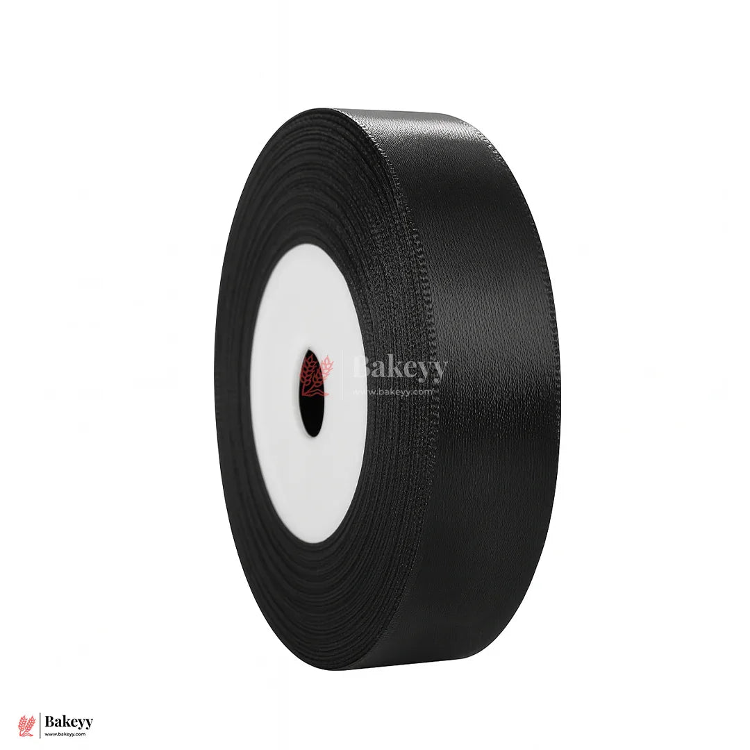 0.5 inch |18 Mtr Black Satin Ribbon Roll – High-Quality Decorative Ribbon for Gift Wrapping & Crafts