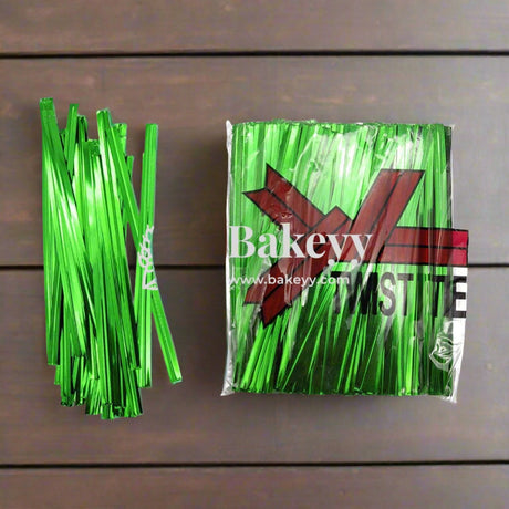 Ribbon Twist Ties | Green Colour | Twister For Chocolate Packaging - Bakeyy.com - India - Ribbon Twist Ties | Green Colour | Twister For Chocolate Packaging - Default Title