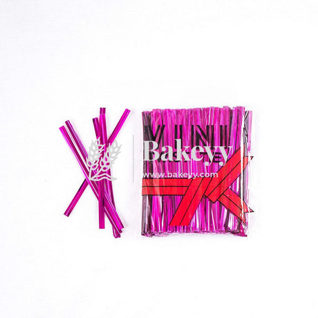 Ribbon Twist Ties | Pink Colour | Twister For Chocolate Packaging - Bakeyy.com - India - Ribbon Twist Ties | Pink Colour | Twister For Chocolate Packaging - Default Title