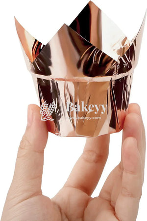rose-gold-tulip-cup-or-pack-of-50-or-muffin-cup-or-cupcake-liners-bakeyy-com-2 - Bakeyy.com