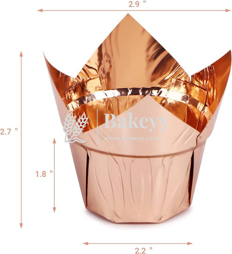 Rose Gold Tulip Cup | Pack of 50 | Muffin Cup | Cupcake Liners - Bakeyy.com - India - Rose Gold Tulip Cup | Pack of 50 | Muffin Cup | Cupcake Liners - Default Title