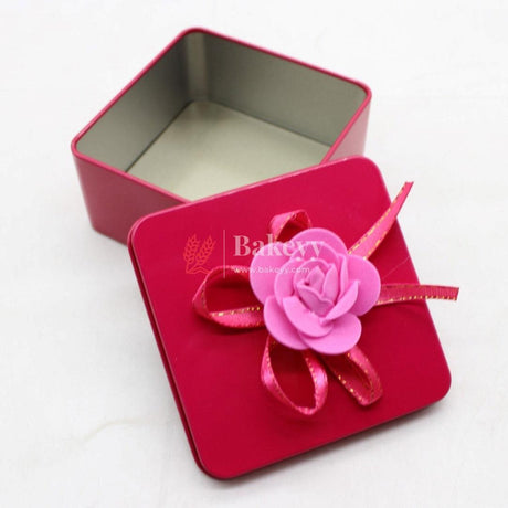Rose Pink Empty Decorative Tin Box | Pack of 12 | Gift Box | Chocolate Box | Sweet Box | Jewellery Box | Luxury Box - Bakeyy.com - India - Rose Pink Empty Decorative Tin Box | Pack of 12 | Gift Box | Chocolate Box | Sweet Box | Jewellery Box | Luxury Box - Pack of 12