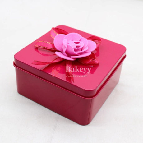 Rose Pink Empty Decorative Tin Box | Pack of 12 | Gift Box | Chocolate Box | Sweet Box | Jewellery Box | Luxury Box - Bakeyy.com - India - Rose Pink Empty Decorative Tin Box | Pack of 12 | Gift Box | Chocolate Box | Sweet Box | Jewellery Box | Luxury Box - Pack of 12