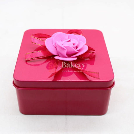 Rose Pink Empty Decorative Tin Box | Pack of 12 | Gift Box | Chocolate Box | Sweet Box | Jewellery Box | Luxury Box - Bakeyy.com - India - Rose Pink Empty Decorative Tin Box | Pack of 12 | Gift Box | Chocolate Box | Sweet Box | Jewellery Box | Luxury Box - Pack of 12