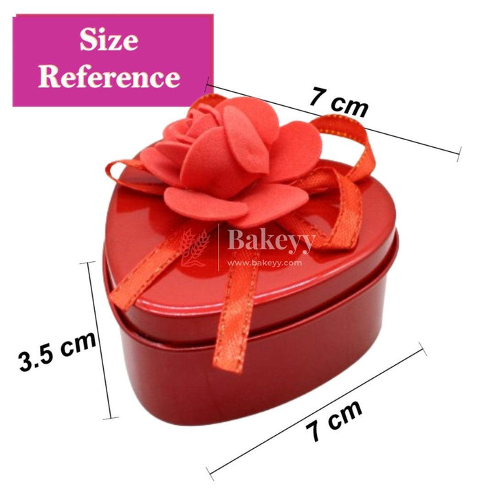 Rose Pink Heart Empty Decorative Tin Box | Gift Box | Chocolate Box | Sweet Box | Jewellery Box | Luxury Box | Pack of 18 - Bakeyy.com