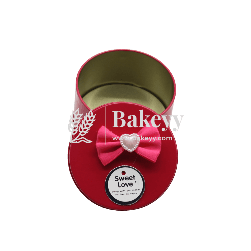 Rose Pink Round Empty Decorative Tin Box | Gift Box | Chocolate Box | Sweet Box | Jewellery Box | Luxury Box - Bakeyy.com - India - Rose Pink Round Empty Decorative Tin Box | Gift Box | Chocolate Box | Sweet Box | Jewellery Box | Luxury Box - Default Title