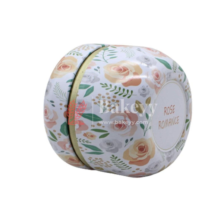 Rose Romance Empty Tin Matka Round Shaped Decorative Boxes | Candle Tin Box - Bakeyy.com