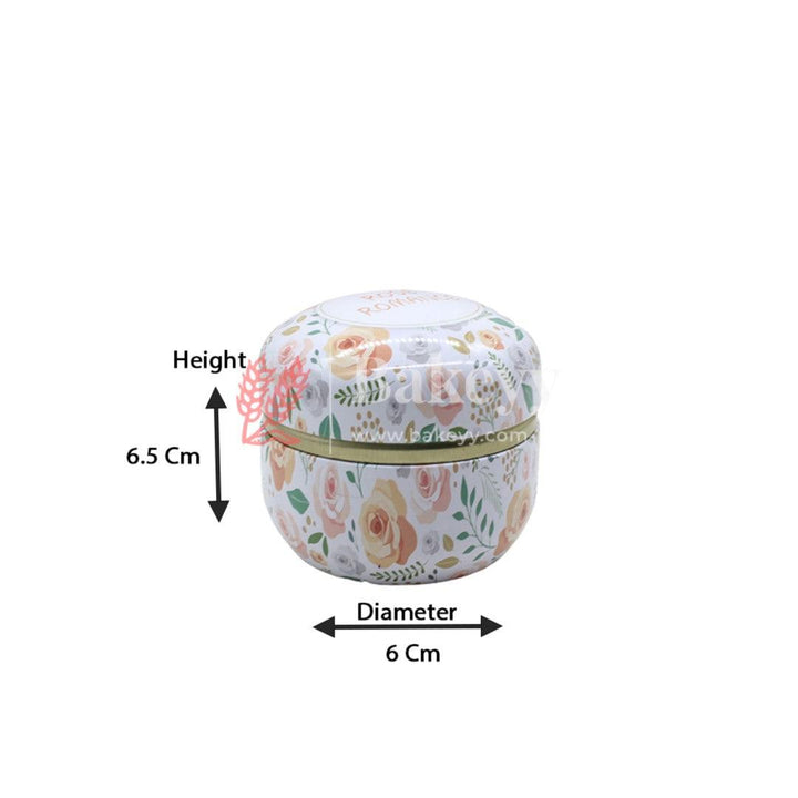 Rose Romance Empty Tin Matka Round Shaped Decorative Boxes | Candle Tin Box - Bakeyy.com