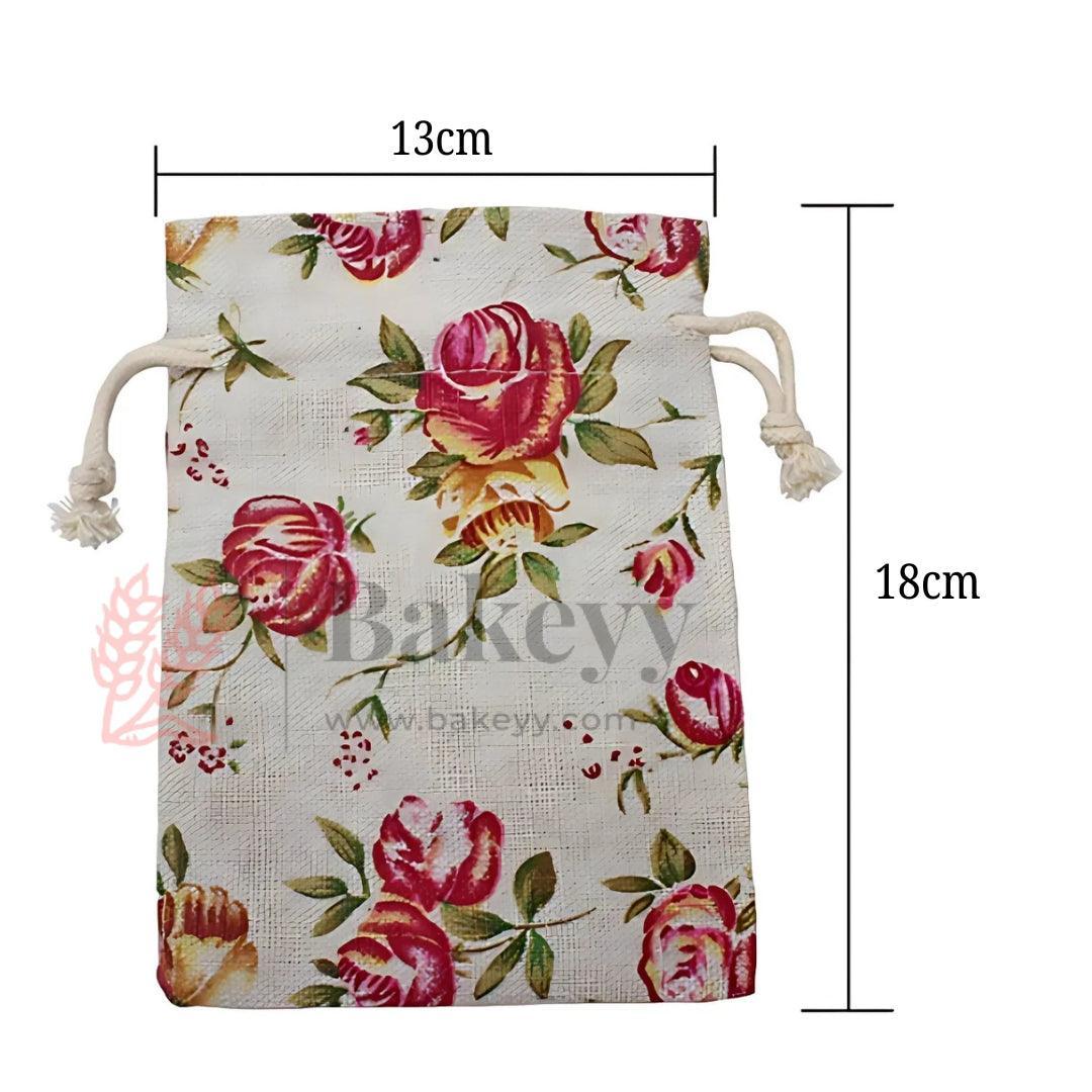 13X18cm| Floral Rose Jute Drawstring Bag| Jute Potli Bags| Gift Bags, Jewellery Pouches| DIY Craft Potli| Pack of 10 - Bakeyy.com - India - 13X18cm| Floral Rose Jute Drawstring Bag| Jute Potli Bags| Gift Bags, Jewellery Pouches| DIY Craft Potli| Pack of 10 - Default Title