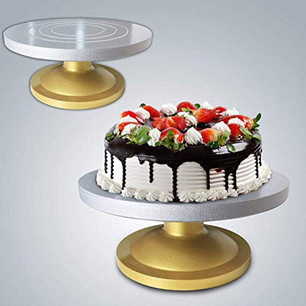 Rotating Fiber Cake Stand Cake Decorating Turntable, & Golden 12Inch (30 cm) - Bakeyy.com