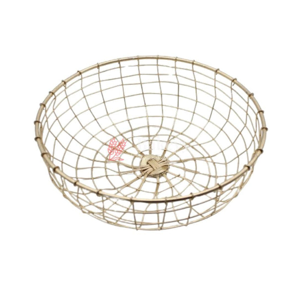 Round Decorative Gold Metal Hamper Basket For Gifting | Large - Bakeyy.com