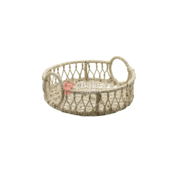 Round Decorative Jute Metal Hamper Basket For Gifting | Large - Bakeyy.com