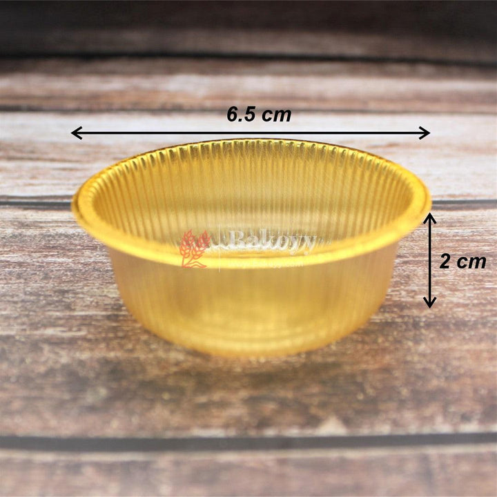 Round Disposable Gold Plastic Foil Tray | Sweet Tray |Chocolate Tray | Pack of 100 - Bakeyy.com