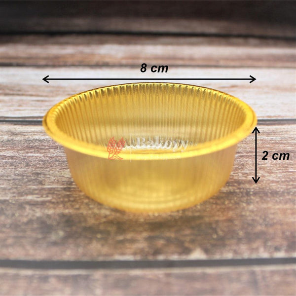 Round Disposable Gold Plastic Foil Tray | Sweet Tray |Chocolate Tray | Pack of 100 - Bakeyy.com