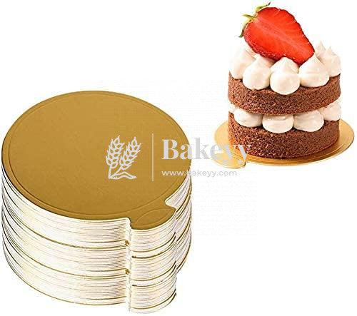 Round Pastry Base Mousse Cake Boards Gold (24 pcs) - Bakeyy.com