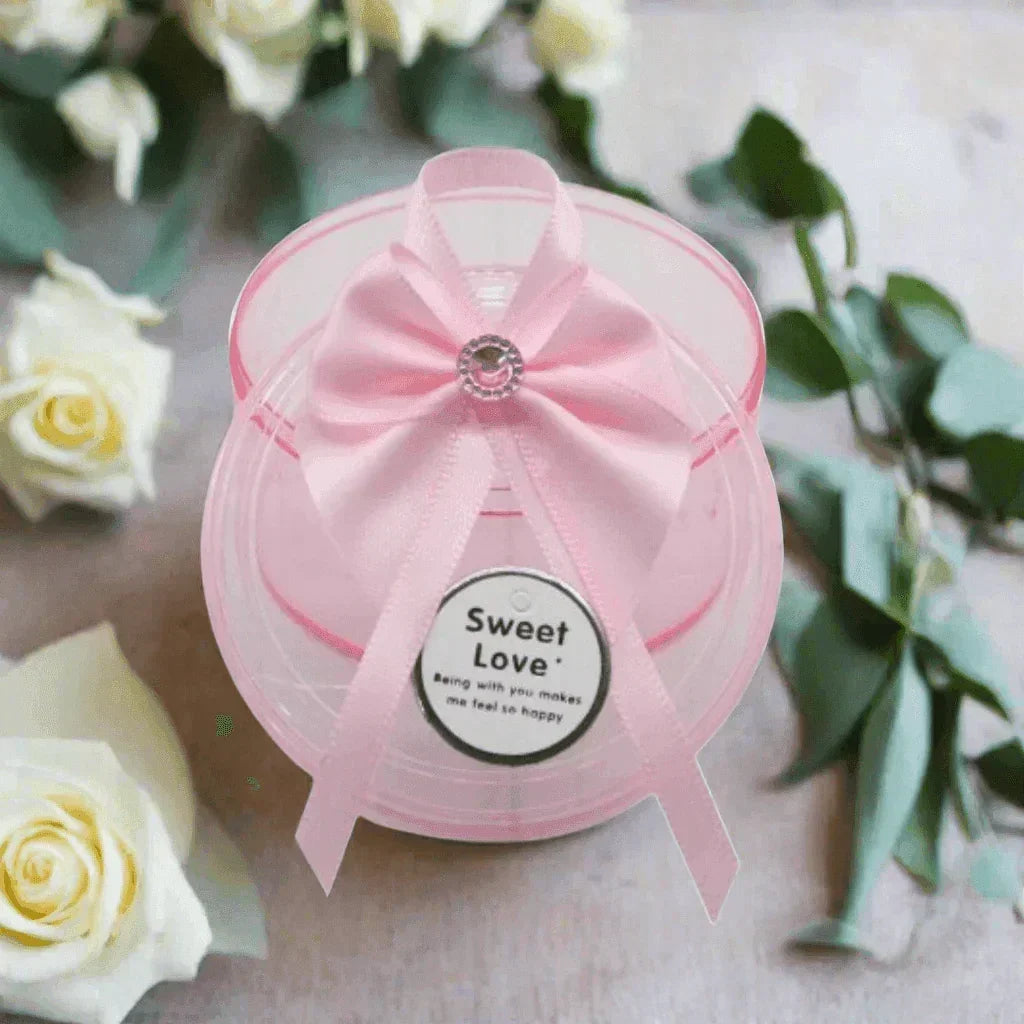 Round Pink Empty Decorative Acrylic Box | Gift Box | Chocolate Box | Sweet Box | Jewellery Box | Plastic Box | Pack of 12 - Bakeyy.com - India - Round Pink Empty Decorative Acrylic Box | Gift Box | Chocolate Box | Sweet Box | Jewellery Box | Plastic Box | Pack of 12 - Default Title