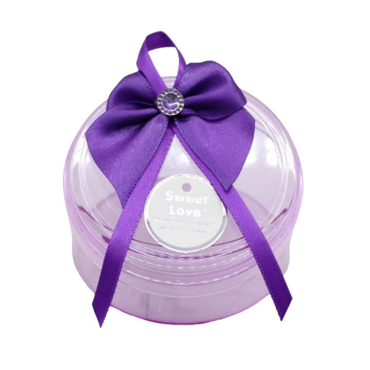 Round Purple Empty Decorative Acrylic Box | Gift Box | Chocolate Box | Sweet Box | Jewellery Box | Plastic Box | Pack of 10 - Bakeyy.com