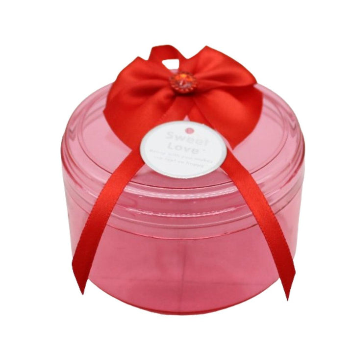 Round Red Empty Decorative Acrylic Box | Gift Box | Chocolate Box | Sweet Box | Jewellery Box | Plastic Box | Pack of 10 - Bakeyy.com