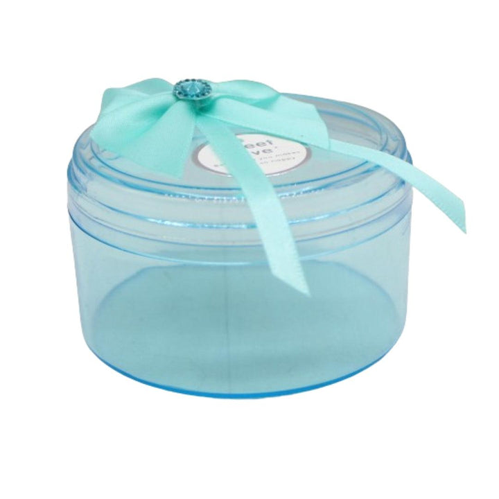 Round Turquoise Empty Decorative Acrylic Box | Gift Box | Chocolate Box | Sweet Box | Jewellery Box | Plastic Box | Pack of 10 - Bakeyy.com