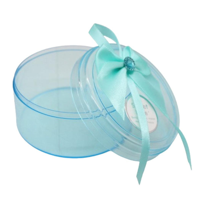 Round Turquoise Empty Decorative Acrylic Box | Gift Box | Chocolate Box | Sweet Box | Jewellery Box | Plastic Box | Pack of 10 - Bakeyy.com
