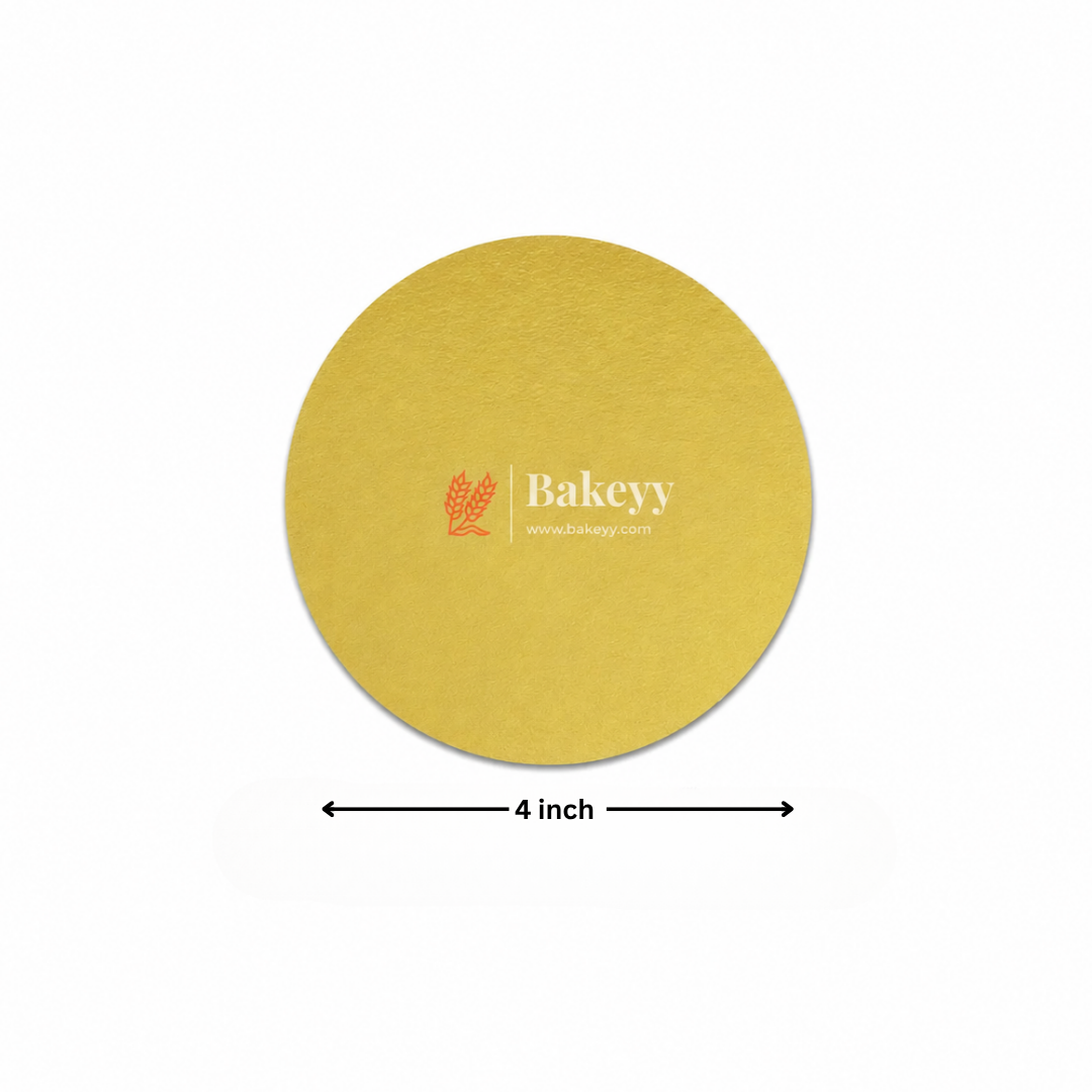 Yellow round mat with 'Bakeyy' branding and a measurement label on a white background