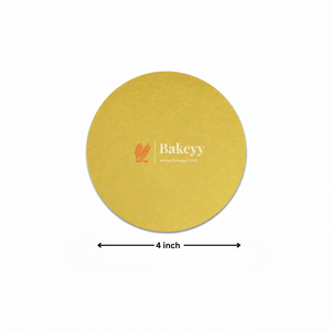 Yellow round mat with 'Bakeyy' branding and a measurement label on a white background