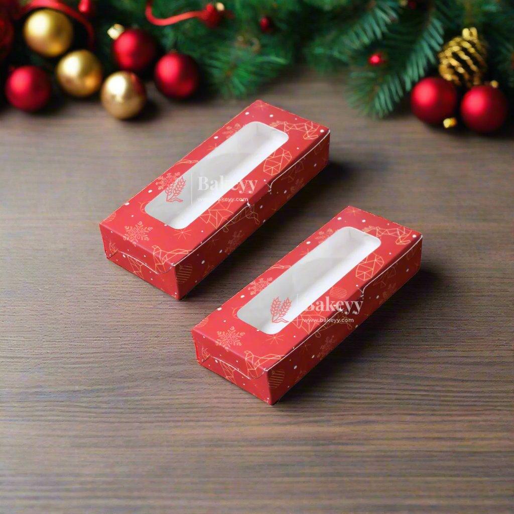 2 Brownie Box Christmas Red | With Window - Bakeyy.com - India - 2 Brownie Box Christmas Red | With Window - Pack of 10