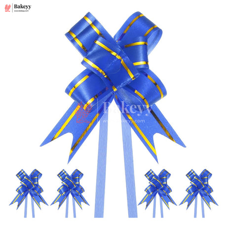 Premium Dark Blue Pull Up Ribbon for Gift Wrapping – Glossy Finish with Golden Edge (Pack of 10) - Bakeyy.com - India - Premium Dark Blue Pull Up Ribbon for Gift Wrapping – Glossy Finish with Golden Edge (Pack of 10) - 18.5cm