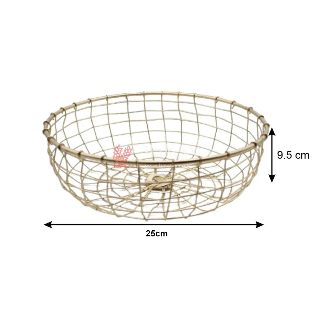 Medium Decorative Gold Metal Hamper Basket For Gifting Circle